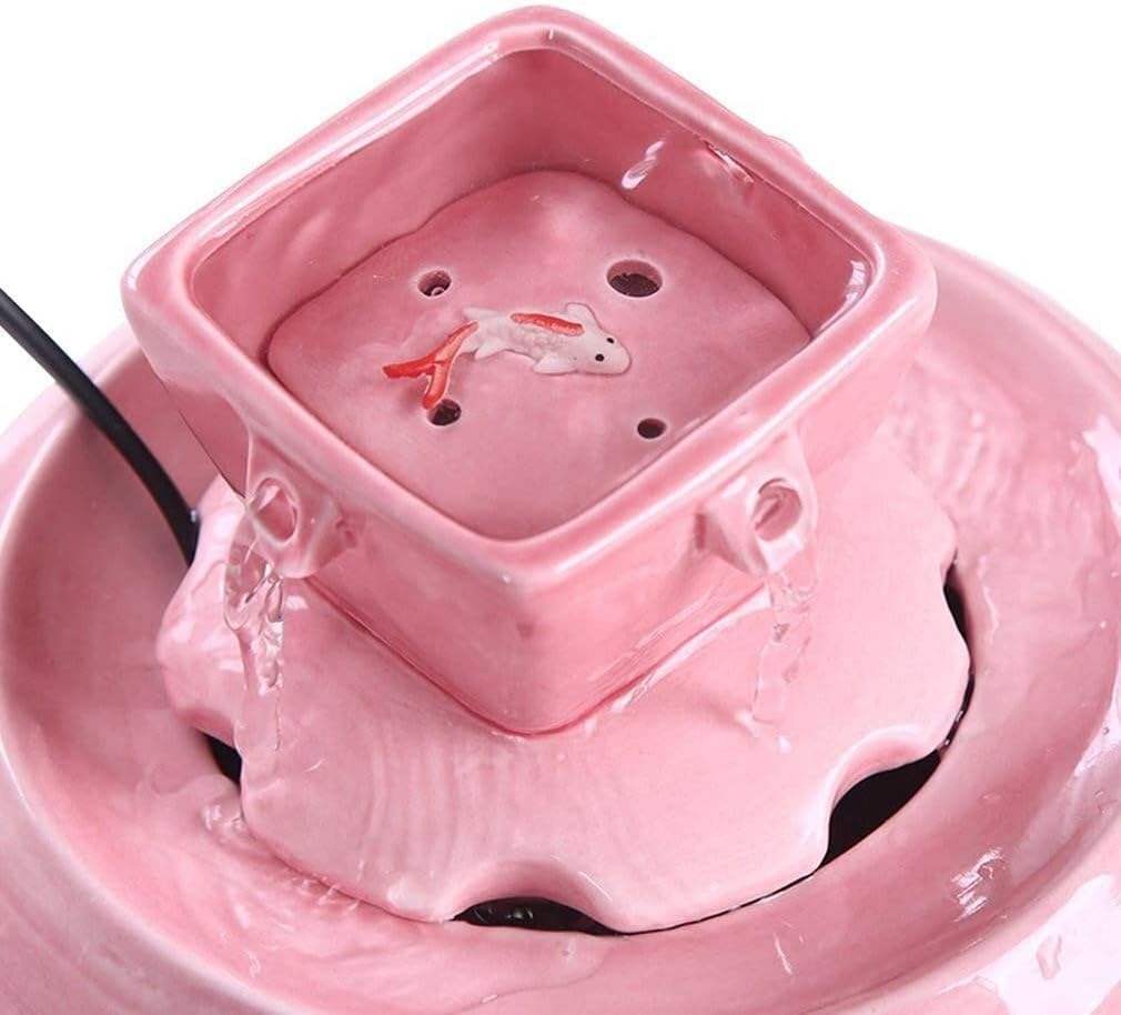 Fountain Cat Ceramic Automatic Drinking Fountain Pet Water Dispenser Cycling Filter Fountain Cat Supplies Feeder NonSlip Pet Water Dispenser (Color : Pink) (Blue)