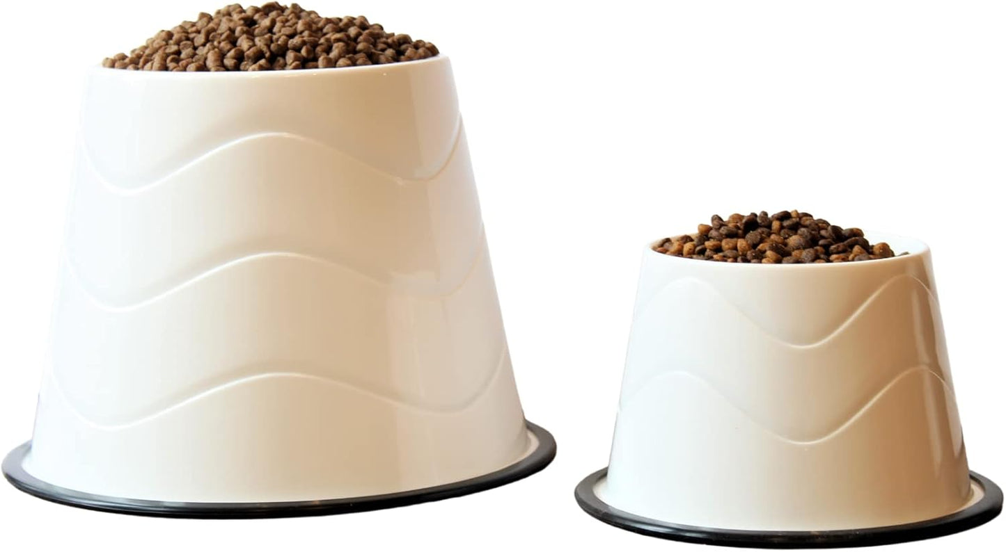 No Slip Base Elevated Bowls for Small Dogs and Cats Wearing Cone - Raised Bowls for Dogs and Cats - 2 Pair