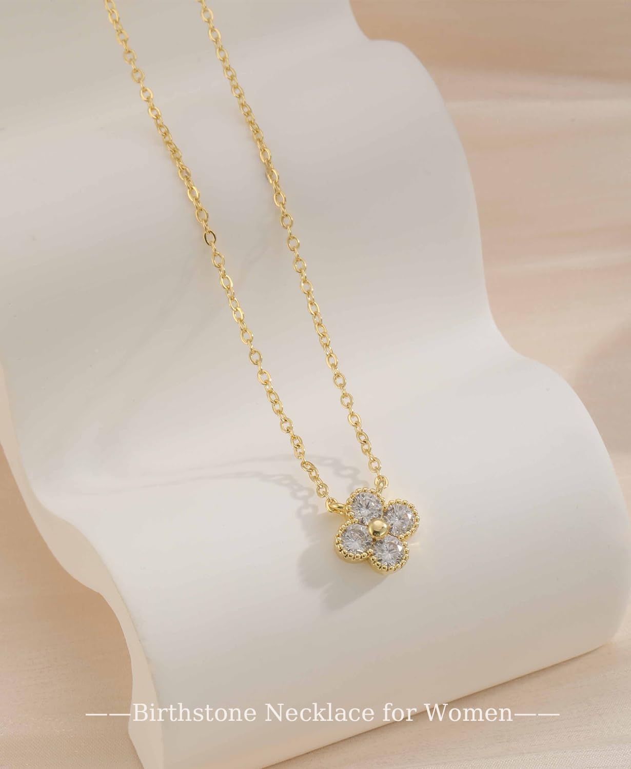 ZOERAY Valentines Day Gifts Birthstone Necklace for Women Non Tarnish 14K Gold Plated Four Leaf Clover Necklace Dainty Gold Choker Necklaces for Women Trendy CZ Emerald Pendant Jewelry Birthday Gifts