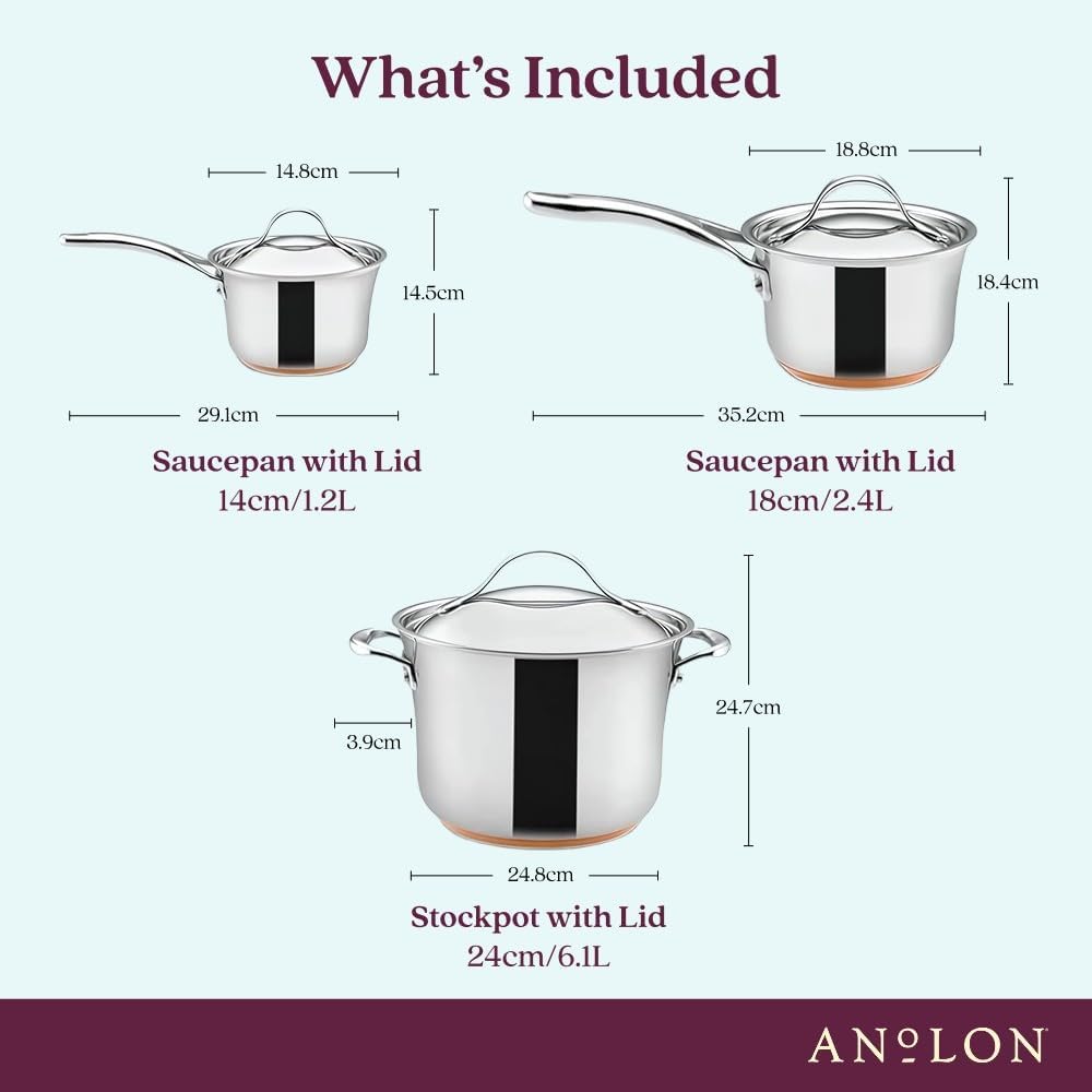 Anolon Nouvelle Stainless Steel Cookware Pots and Pans Set, 10 Piece