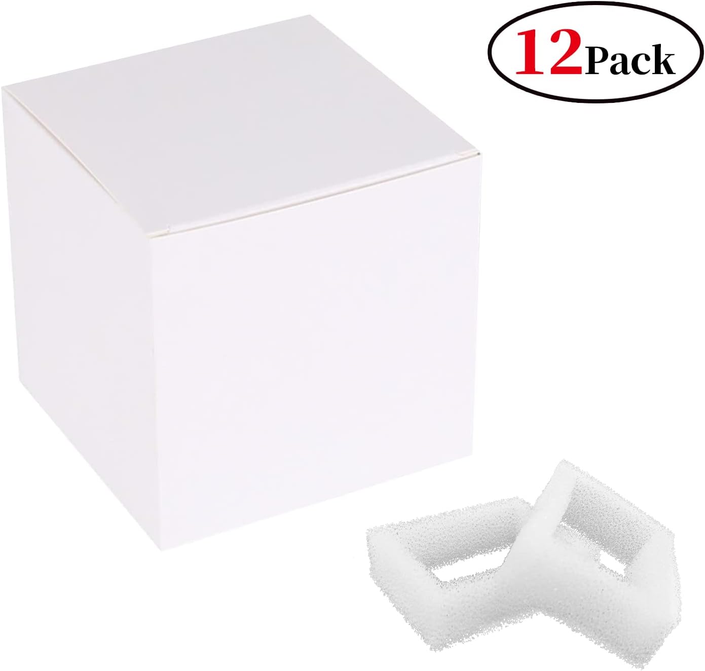 Sponge Foam Filter Replacement for Cup Cake Ceramic Pet Fountain and 2L/67oz Round Stainless Steel Cat Water Fountain, Katlikatqi Pre-Filter Compatible with DR-DC-160 Water Pump (Pack of 12)