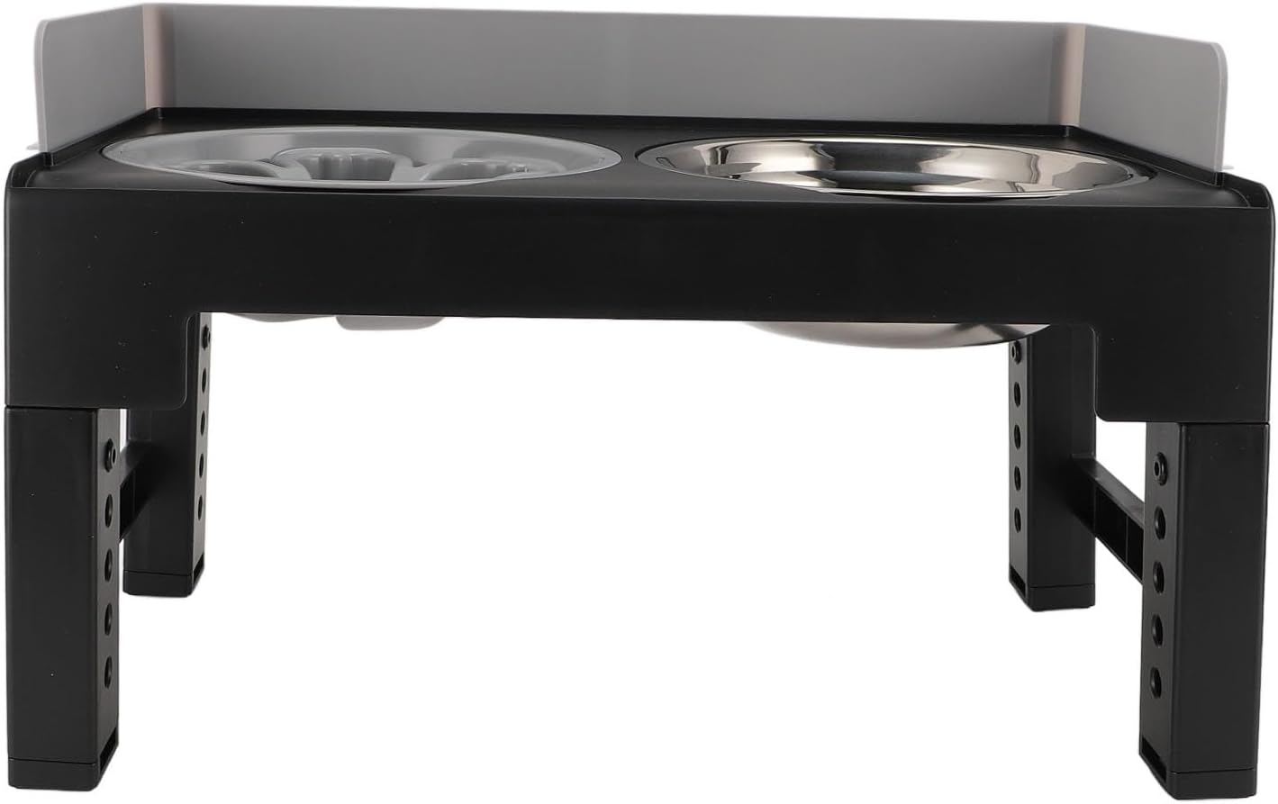 Adjustable Raised Dog Bowl Stand Elevated Dog Bowls Slip Dog Feeder for Medium and Large Dogs (Grey)