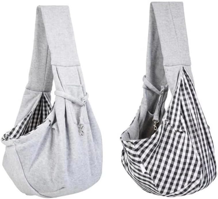 Dog Carrier Sling，Puppy Essentials for Small Dogs 0-15 Lbs,Cat Harness with Portable Pocket(Grey)