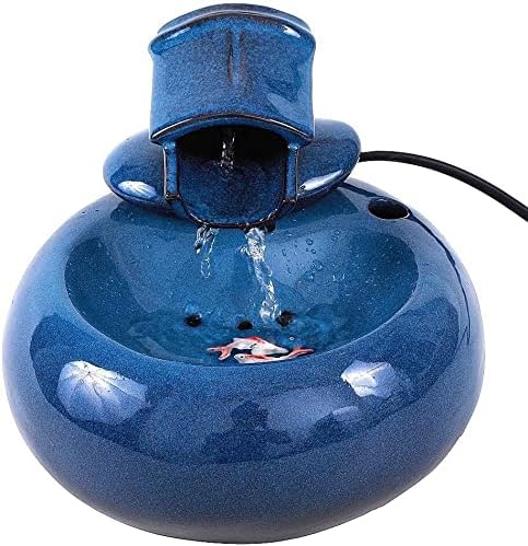 Fountain Ceramic Pet Water Dispenser, Pet Water Fountain, Automatic Circulation Feeding Water Flowing Fountain for Cat Dog, Filtered Water for Your Pet Pet Water Dispenser (Color : Blue)
