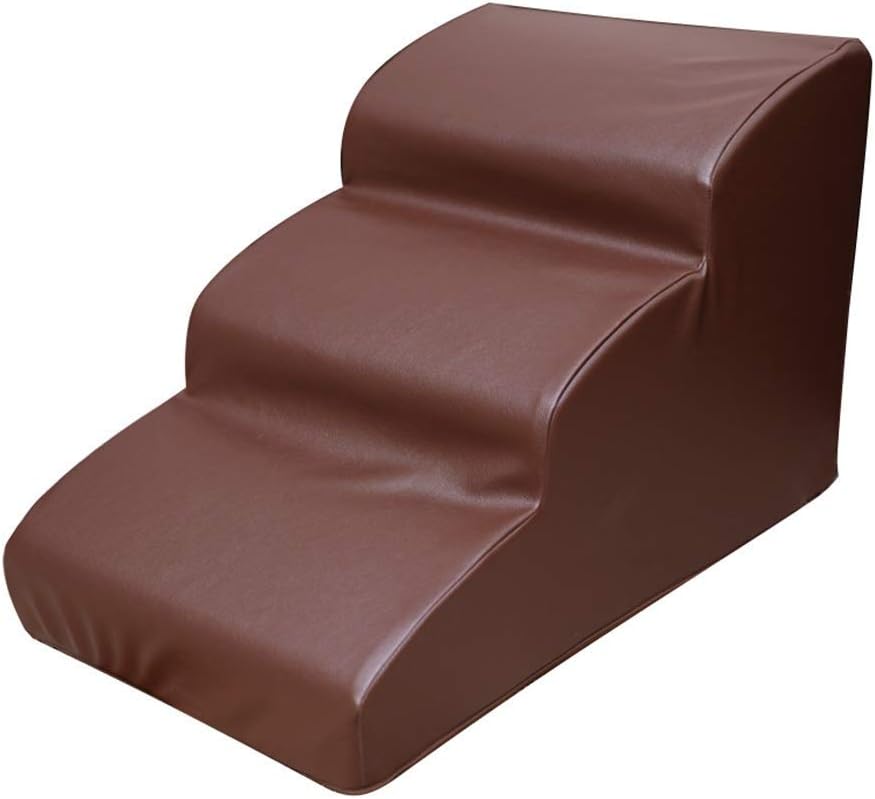 Pet Stair Waterproof 3 Steps for Dog/Cats Brown Pet Ramp Ladder for High Bed/Sofa Up to 33 Pounds (Size : 2-Step(high 25cm)) (3)