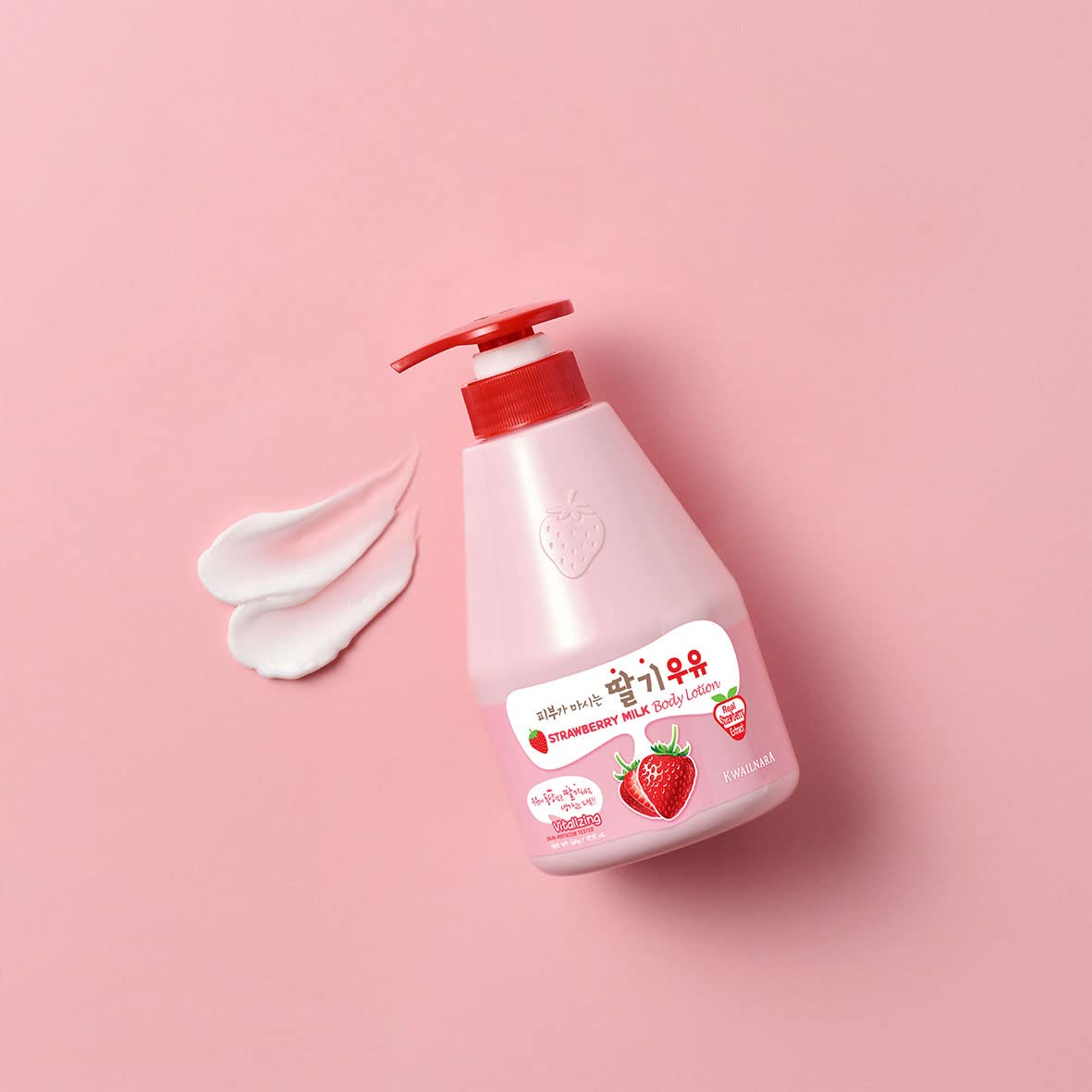 KWAILNARA Strawberry Milk Body Lotion (19.75 Fl Oz) – Deeply Hydrating & Lightweight Korean Body Lotion | Milk Protein, Royal Jelly, & Strawberry Extract for Smooth Skin | Paraben-Free & Non-Greasy