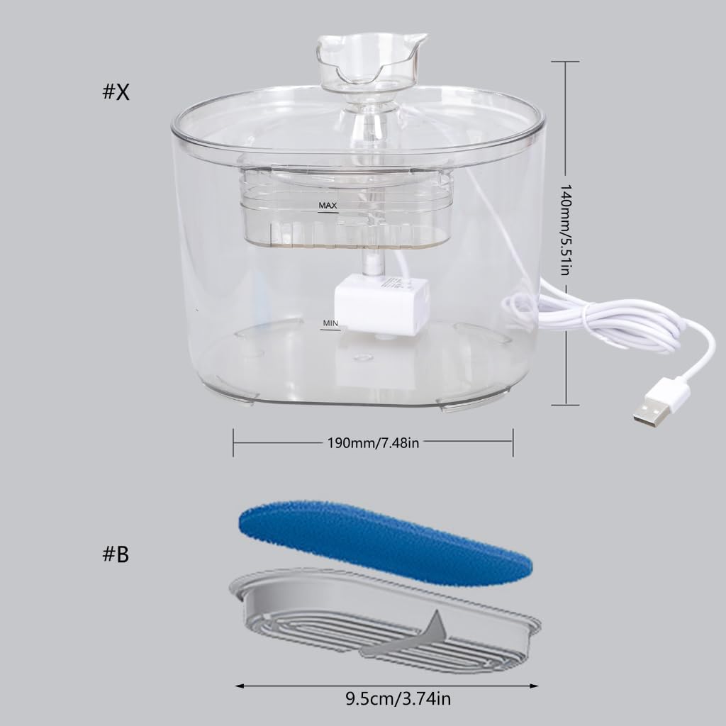 Cats Water Fountain Automatic Water Bowl Large Capacity Pet Water Dispenser Dogs Drinking Fountain for Small Cats Dogs