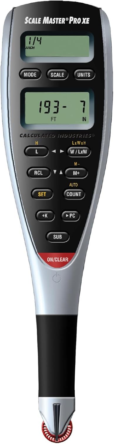 Calculated Industries 6135 Scale Master Pro XE Advanced Digital Plan Measure for Estimating Plan Takeoffs on Printed Blueprints | 91 US Imperial and Metric | 10 Custom Scales for Out of Scale Plans , White