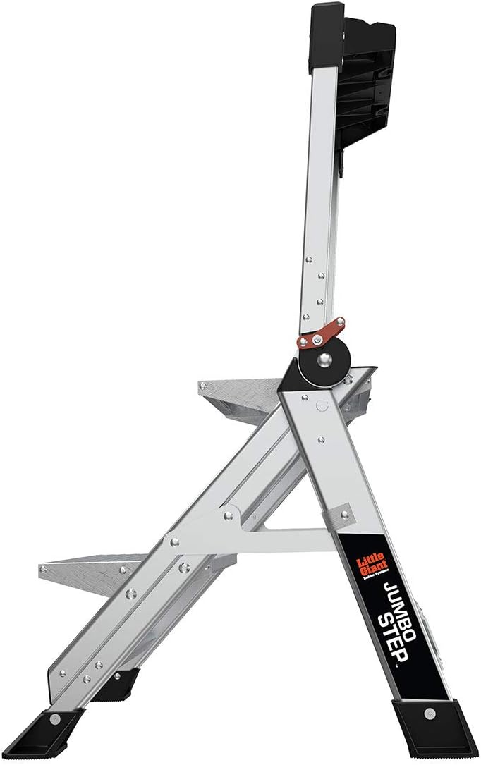 Little Giant Ladders, Jumbo Step, 2-Step, 2 foot, Step Stool, Aluminum, Type 1AA, 375 lbs weight rating, (11902), Silver