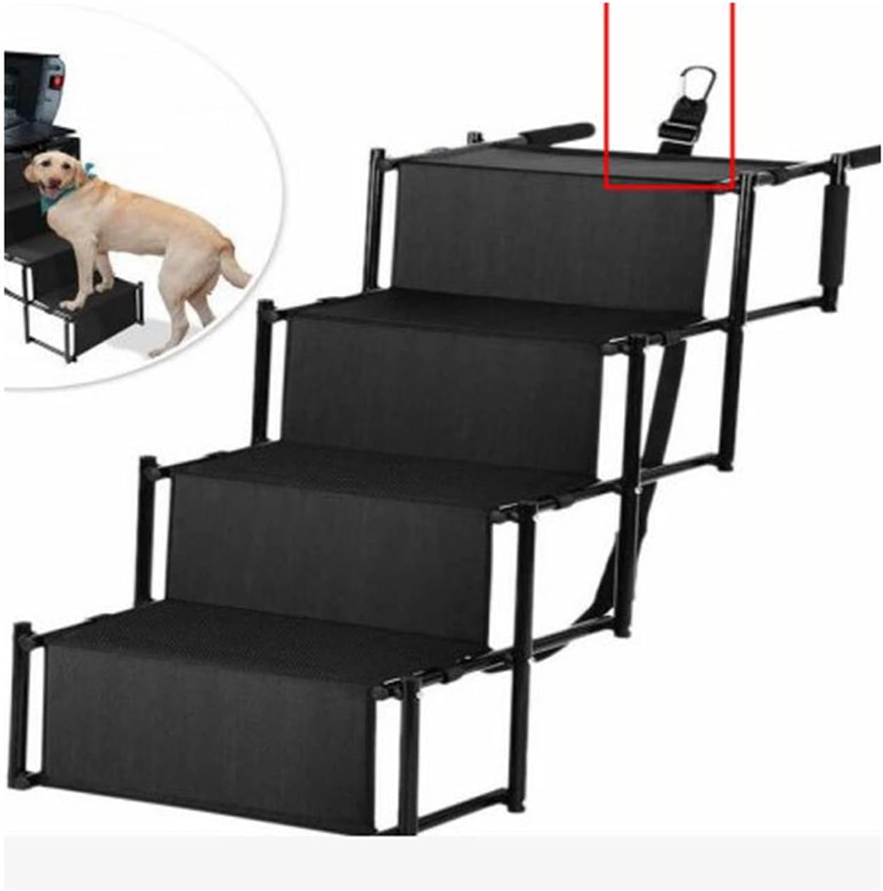 Dog Car Ramp for Medium Large Dogs, Foldable Dog Stairs for High Beds Trucks Cars Side Door Back Seat, Adjustable Lightweight Pet Ladder Can Support 180Lbs