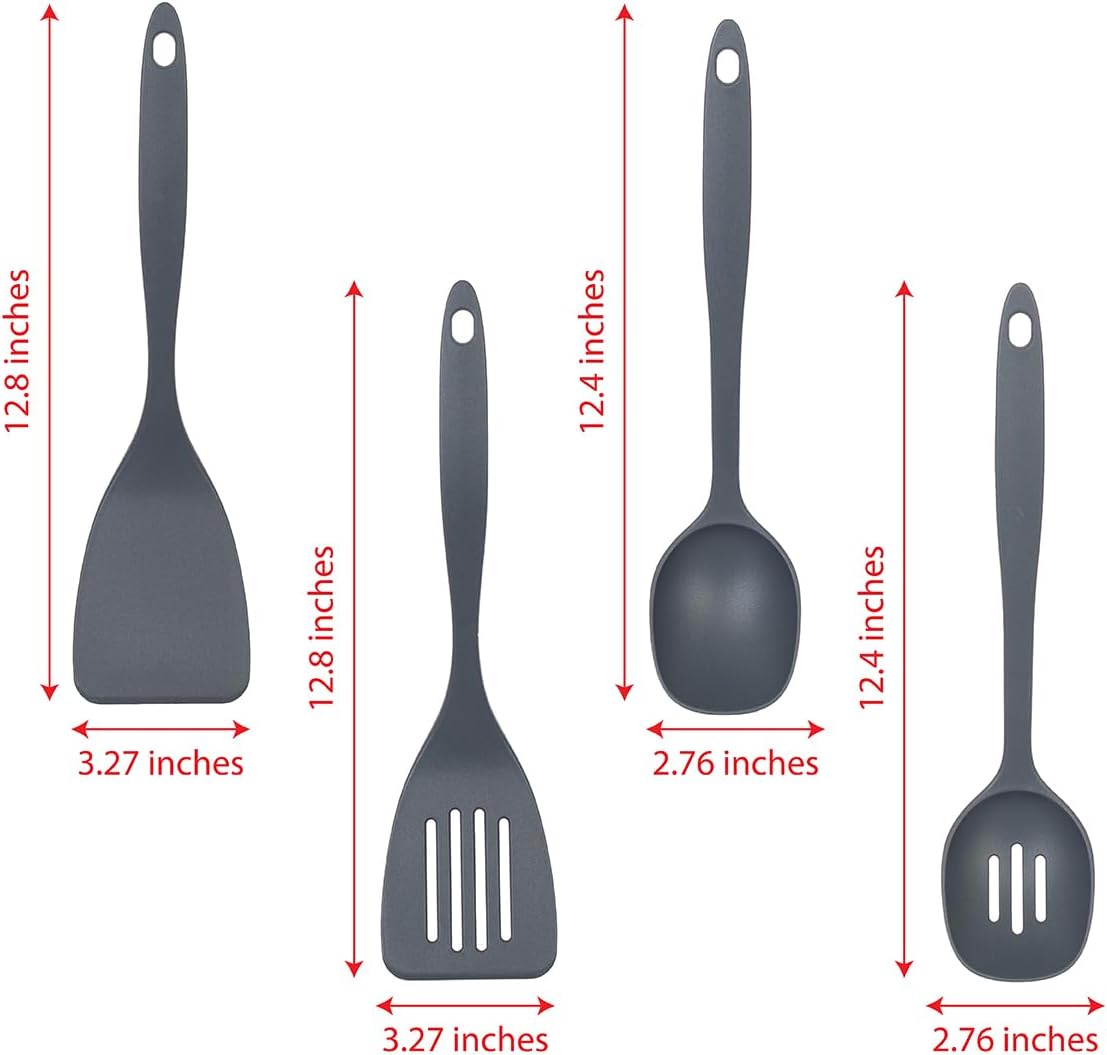 Glad Cooking Kitchen Utensils Set – 7 Pieces, Nylon Tools for Nonstick Cookware, Gray