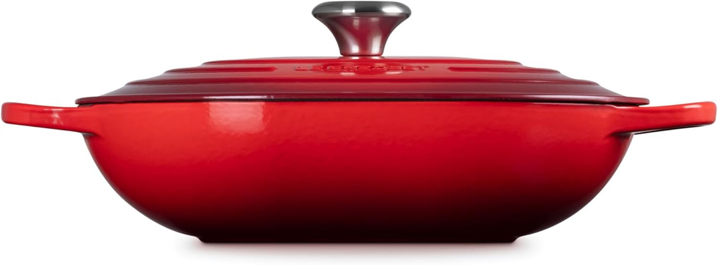 Le Creuset Enameled Cast Iron Signature Oval Casserole with Lid, 3.75 Quart, Cerise