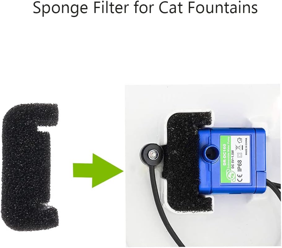 8Pack Cat Fountain Filter Sponges for Stainless Steel Fountains Replacement Foam Pre-Filter Sponges for Pet Dog Automatic Water Dispenser,U Shape