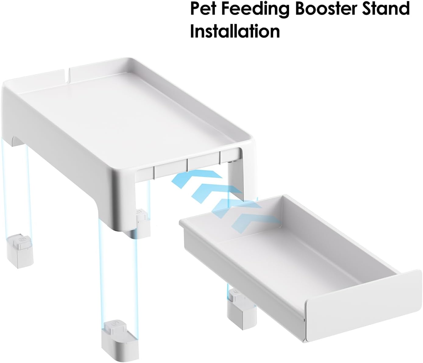 Adjustable Automatic Cat Feeder Stand, Raised Pet Feeder Stand for Cats and Dogs Neck Health, Non-Slip Elevated Holder Fits Most Automatic Feeders & Water Dispensers, White (Holder ONLY)