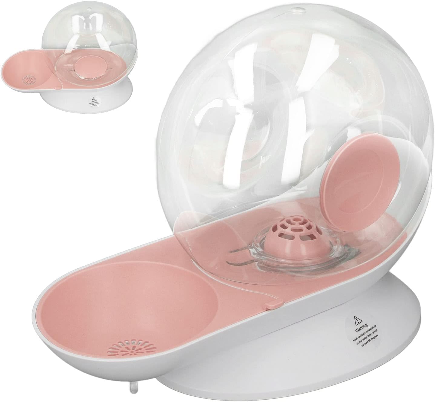 Cat Dog Water Dispenser Automatic Water Drinking Fountain for Small or Medium Size Dogs Cats Easy to Clean Snail Shape 2.8L （Pink）