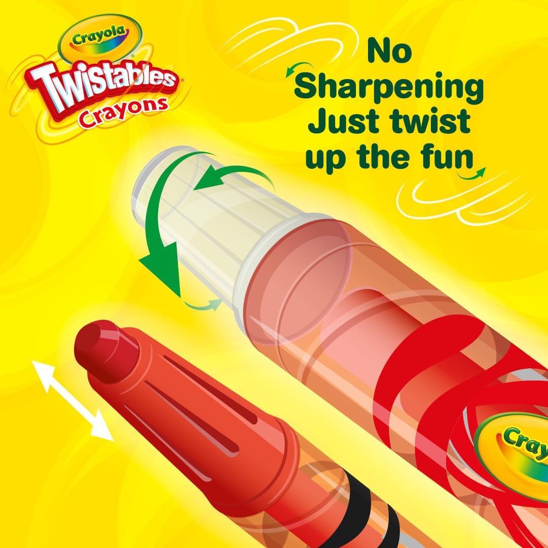 Crayola Mini Twistables Crayons for Kids (50ct), Essential Easter Basket Stuffers, No Peel Crayons for Coloring Books, Gift for Toddlers & Kids, Arts & Crafts Supplies, 3+