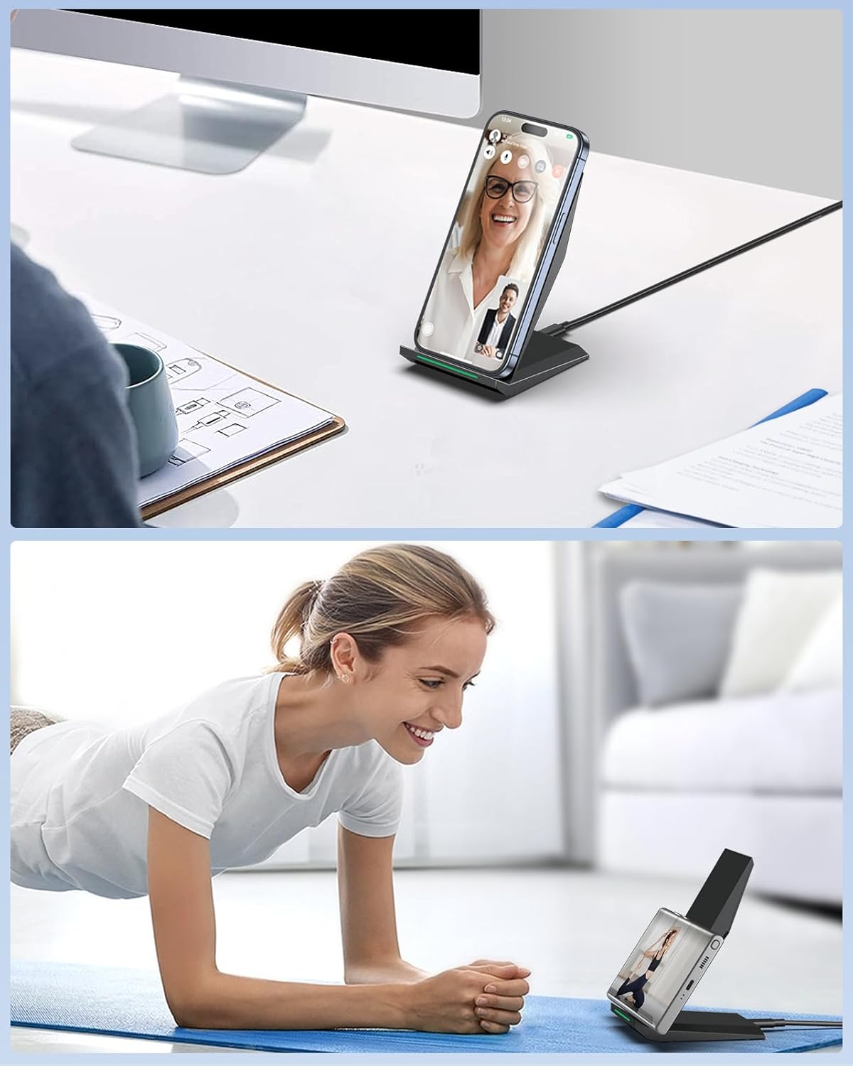 Fast Wireless Charger, [2 Pack] NANAMI Wireless Charging Stand Compatible with iPhone 17/17 Air/17 Pro/17 Pro Max/16/15/14/13, Desktop Nightstand Phone Charger Dock for Galaxy S26/S26+/S25/S24/S23/S22