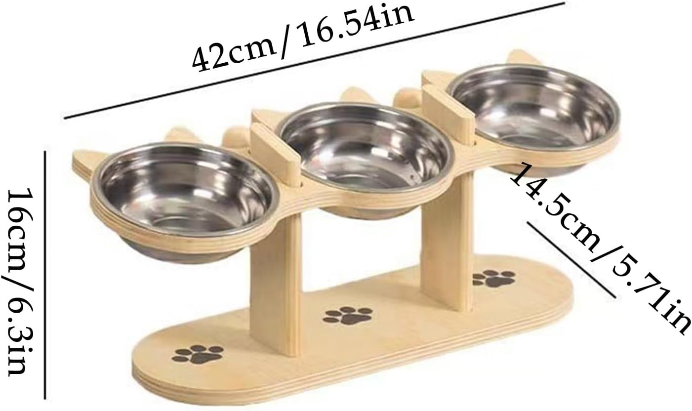 Dog Bowls Elevated - Tilted Wooden Stand, Pet Feeding with Design, Cat Dog Bowl Station, Home Accessory with Eco Friendly Material, Adjustable Feeder for Small Medium Breed Indoor Outdoor