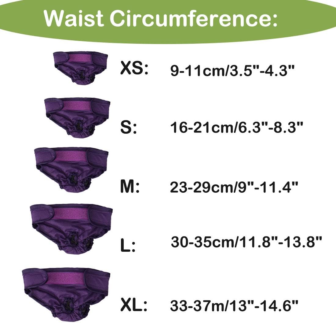 uxcell Female Dog Physical Pant Adjustable and Leak-Resistant Doggie Physical Panties Washable Reusable Doggy Panties Purple XL
