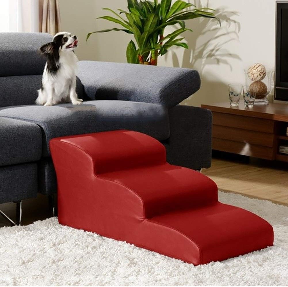 Pet Rest Cushion Leisure Entertainment Toy Bed Ladder Slide Slip Bottom Stairs Steps (Red 4 Step)