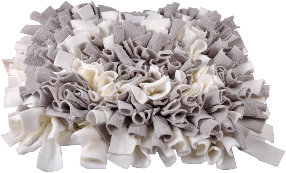 Snuffle Mat, Feeding Mat Blanket Dog Training Mats Feeding Mat Pet Activity Mat, Interactive Dog Toys Encourages Natural Foraging Skills, Perfect for Any Breed (17.7"X17.7")(Grey-White)