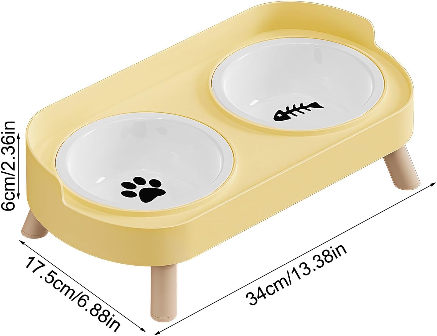 Elevated Pet Bowls, Ceramic Non Slip Water Feeder, 20x15cm Adjustable Feeding Station, Glazed Pet Dish with Stand, Dog Cat Bowl with Stable Base, Indoor Outdoor Home Yard Use for Small Medium Pets