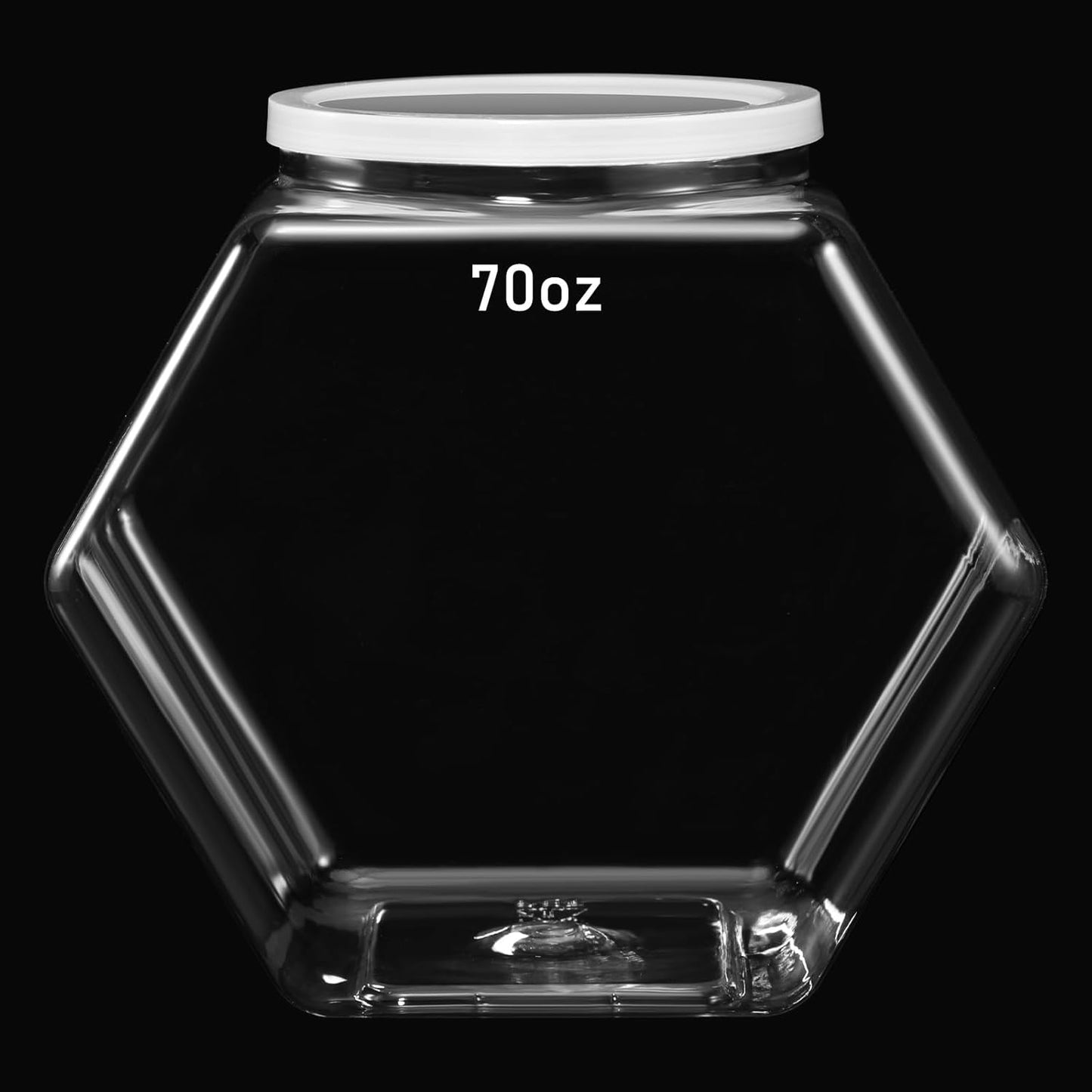 Uiifan 1 Piece Plastic Candy Jar with Lid Clear Fish Bowls Cookie Jar Hexagonal Containers for Snacks, Dog Food, Desk Pet, Craft and Sewing Supplies, Coffee Pod, Laundry Pod Storage Display(70 oz)