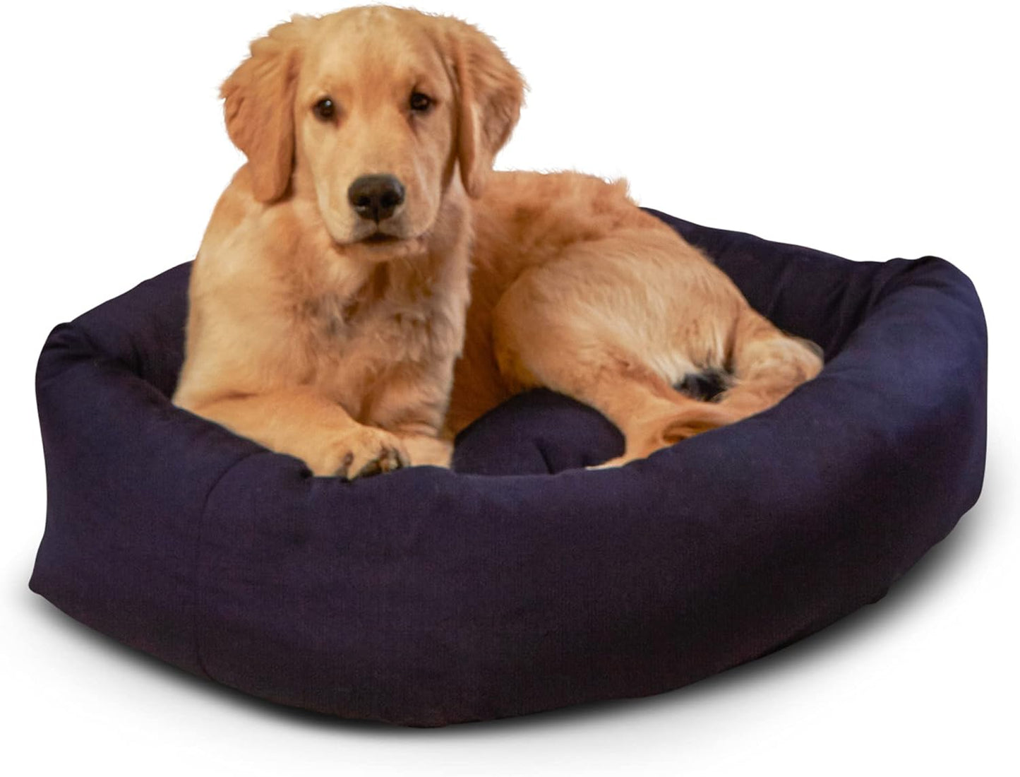 South Pine Porch Morgan Rectangle Indoor/Outdoor Bumper Dog Bed with Removable Pillow, Medium/Large, Navy