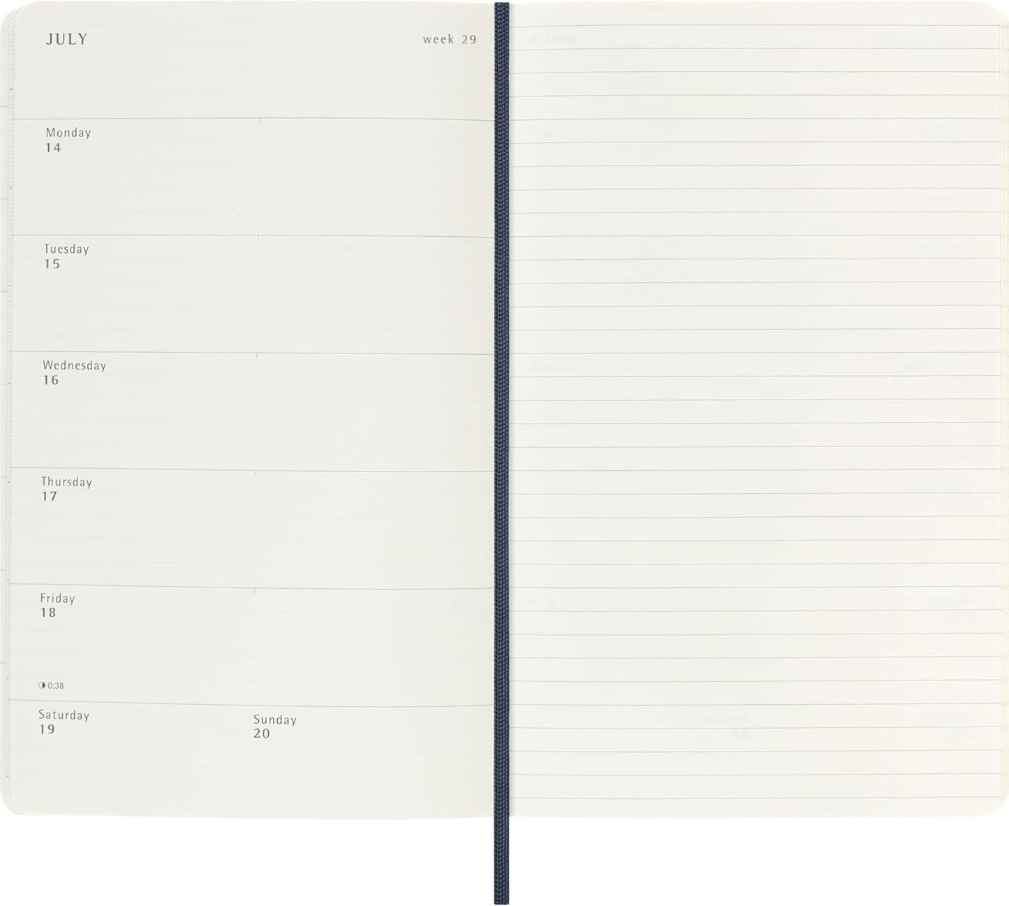 Moleskine Classic 18 Month 2025-2026 Weekly Planner, Hard Cover, Large (5" x 8.25"), Sapphire Blue, 208 pages