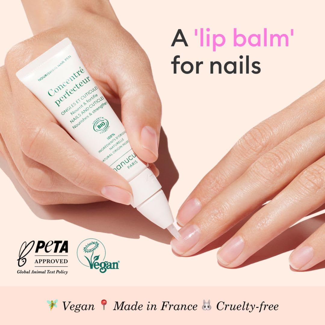 Manucurist Concentré Perfecteur - Nourishing and Fortifying Nail Pen - Vegan & Made in France - 1-in-2 Nail Care Treatment On-the-go: Nail Strengthener & Growth Oil - Gifts for Women