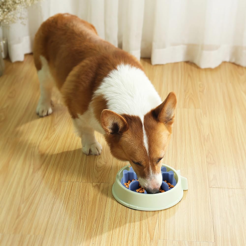 Soft Silicone Anti-Choking Puzzle Feeder Insert - Compatible with Regular Elevated Dog Bowls, Anti-Slip Slow Down Eating Insert