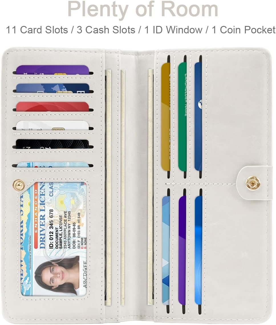 Wallet Women Bifold Faux Crocodile Leather Minimalist Slim Thin Long Wallets RFID Blocking Credit Cards Holder Purse with Back Zipper Coin Pocket for Women and Men,Beige