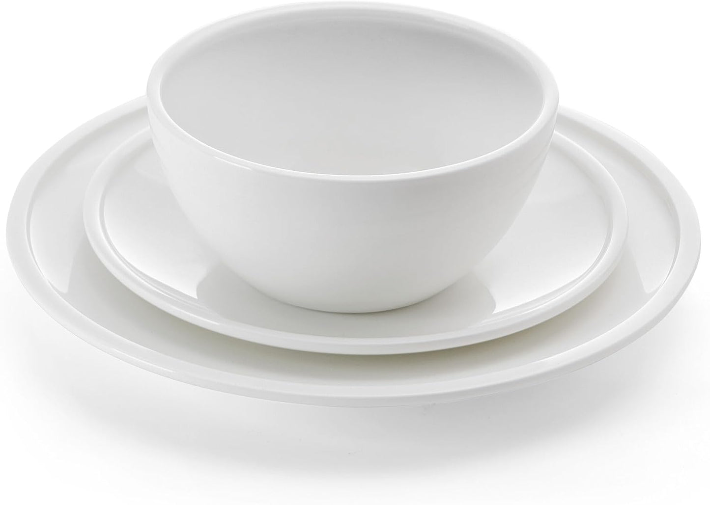 Mikasa Colter Bone China Lightweight Chip Resistant 12 Piece Dinnerware Set, Service for 4, White