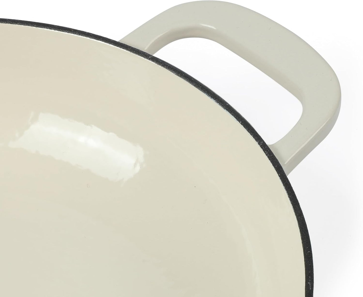 Martha Stewart Gatwick 3.5-Quart Enameled Cast Iron Dutch Oven Braiser – Linen with Gold Knob – Durable Heavy-Duty Braising Pot for Slow Cooking and Searing
