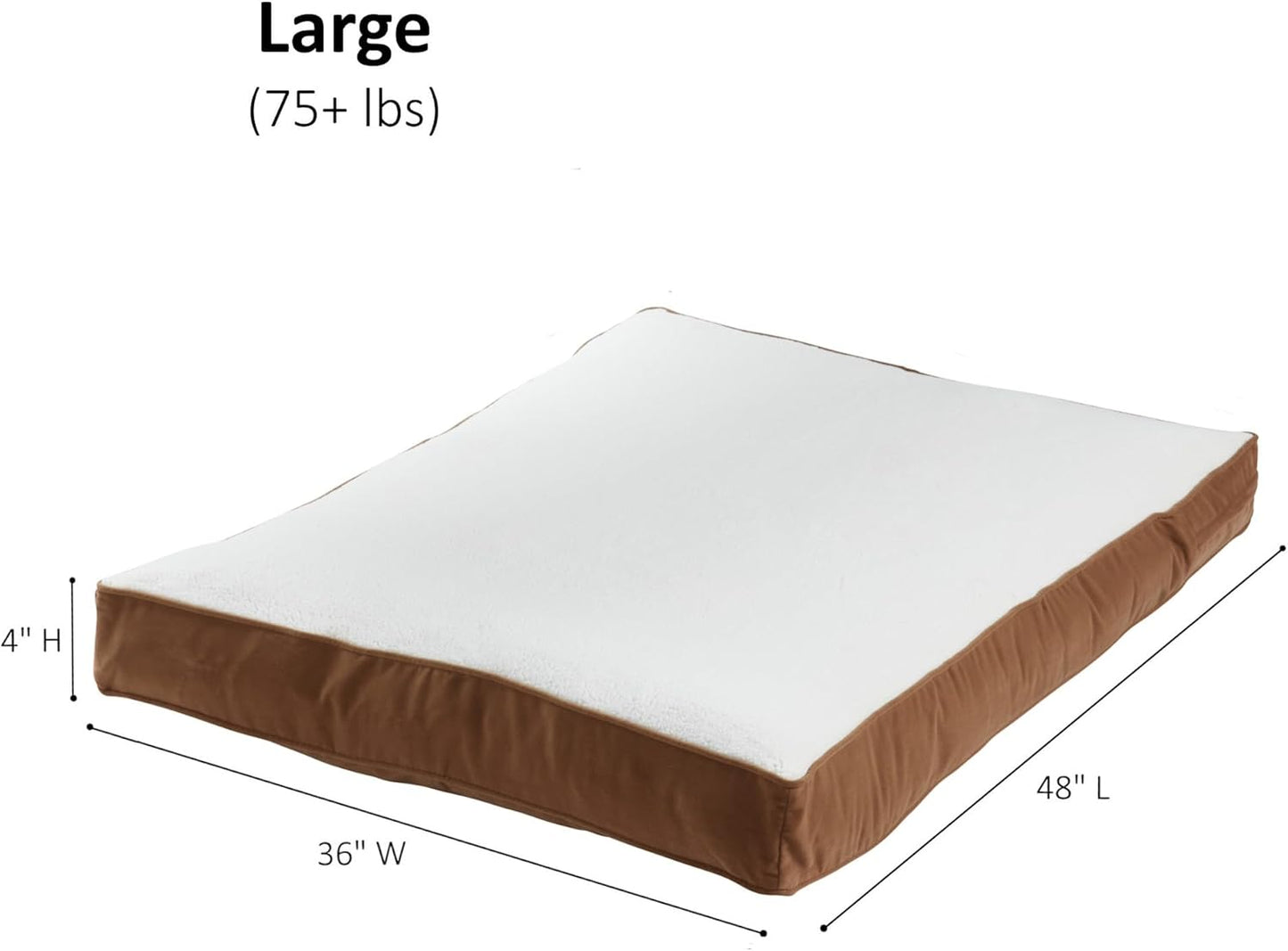 Happy Hounds Daisy Deluxe Supportive Sherpa Dog Bed, Large (48 x 36 in.), Mocha