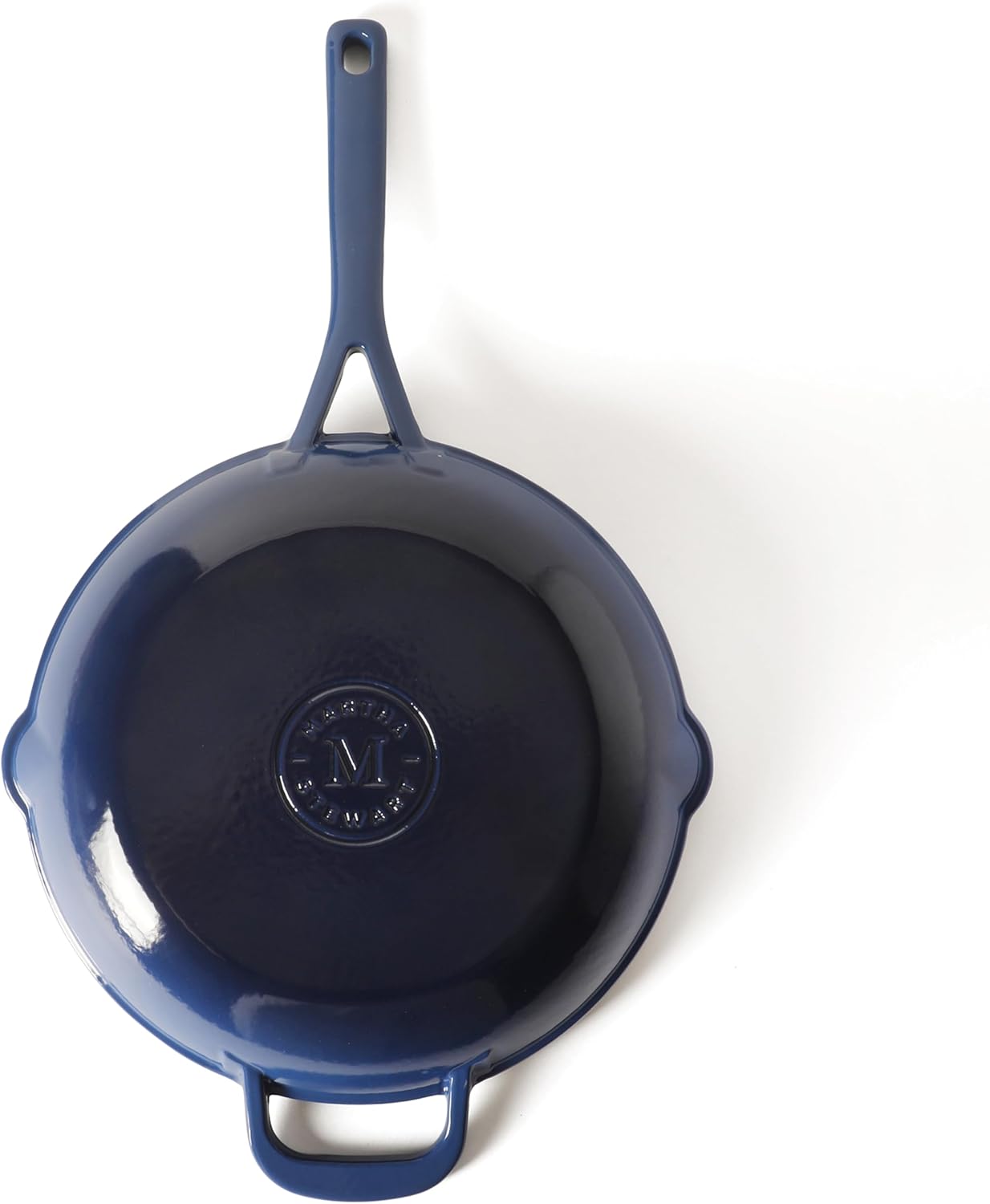 Martha Stewart Gatwick 12” Enameled Cast Iron Skillet, PFAS-Free, Classic Blue Exterior with Matte Black Enamel Interior, Rust Resistant, Oven Safe