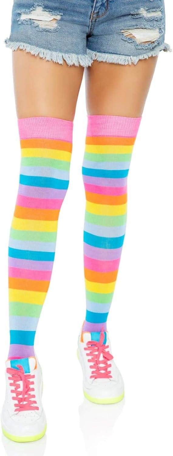 Leg Avenue Women's Rainbow Pride Festival Thigh Highs Socks