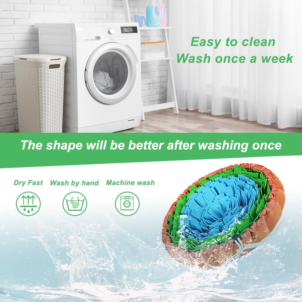 Vivifying Snuffle Mat for Dogs, Adjustable Treats Feeding Mat for Slow Eating and Keep Busy, Interactive Dog Puzzle Toys Encourages Natural Foraging Skills and Smell Training (Blue Green)