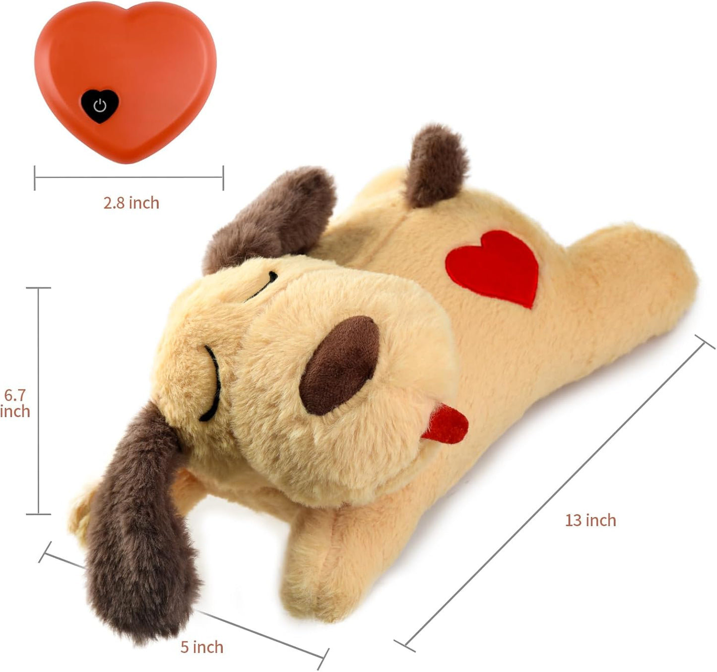 BEVERLYSHARK Heartbeat Puppy Toy Soft Dog Anxiety Relief Calming Aid Plush Stuffed Animal with Heartbeat Pet Sleep Calming Aid Toys Dog Heartbeat Toy for Pet Dogs Cats (Yellow)