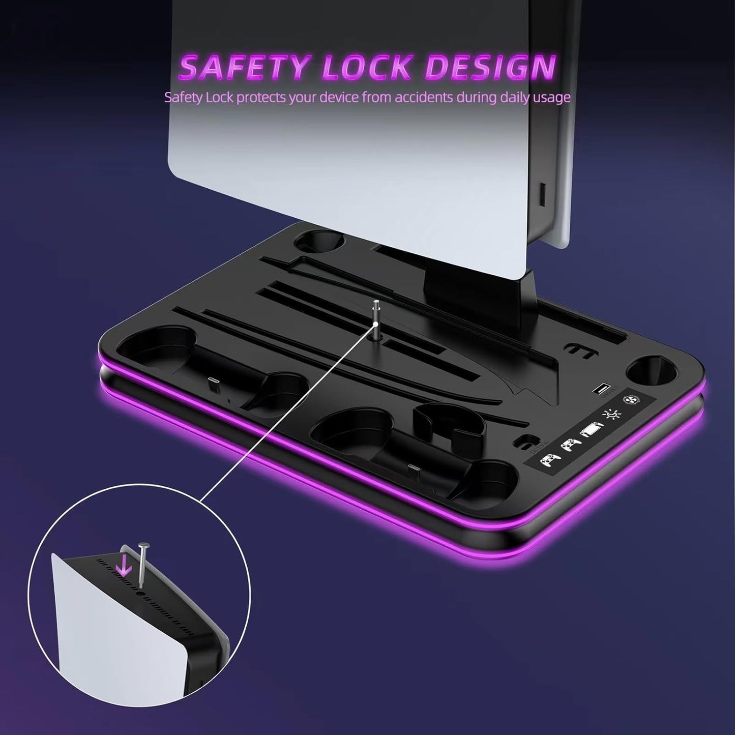 PlayStation Portal Charger, PS5 Stand and Cooling Station with RGB LED Controller Charging Dock Accessories, PS5 Edge Controller and PS Portal Charger, Headset and Remote Holders