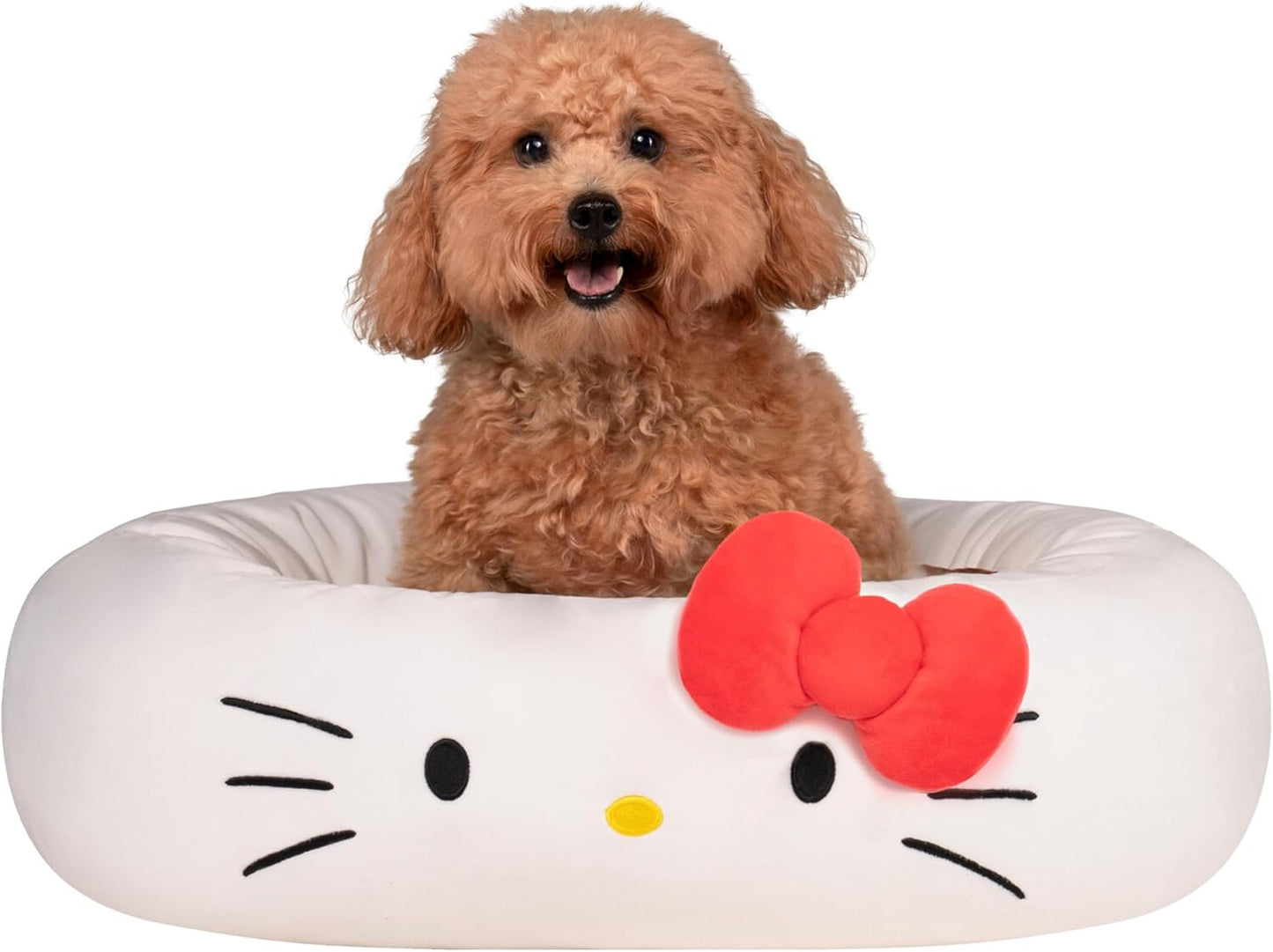 Hello Kitty and Friends Hello Kitty Pet Bed - Pet Bolster Bed with Character Design and Machine Washable Removable Insert - Medium Pet Bed