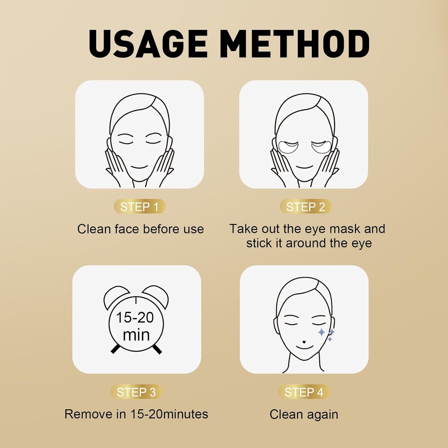 CHMI Under Eye Patches (50 Pairs) - 24K Gold Eye Patches for Puffy Eyes, Dark Circles, EyeBags and Wrinkles, Collagen Skin Care Products, Beauty & Personal Care