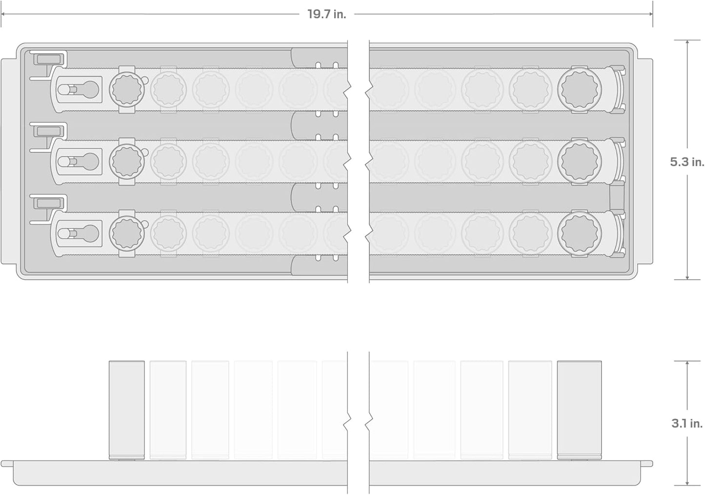 TEKTON 3/8 Inch Drive Shallow, Semi-Deep, and Deep 12-Point Impact Socket Set with Rails and Trays, 45-Piece (1/4-1 in.) | SID91124