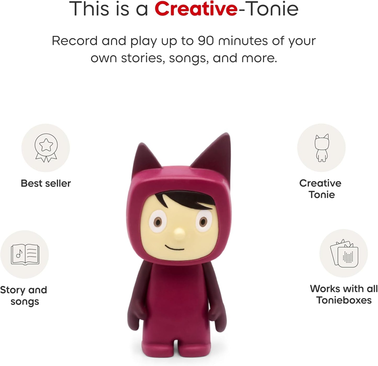 Tonies Creative Toy Figurine - Record and Upload up to 90 Minutes of Your Own Stories and Songs - Purple/Light