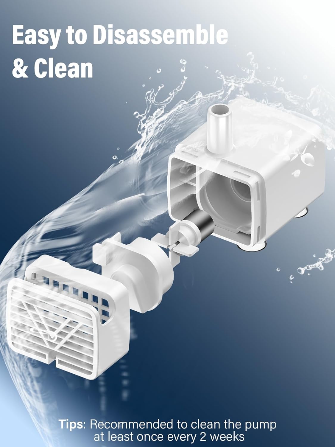 Glass Water Fountain Replacement Pump, Ultra Quiet Auto Shut-off Pump with Light, Only Compatible with LuvMypett GF222 Pet Water Dispenser