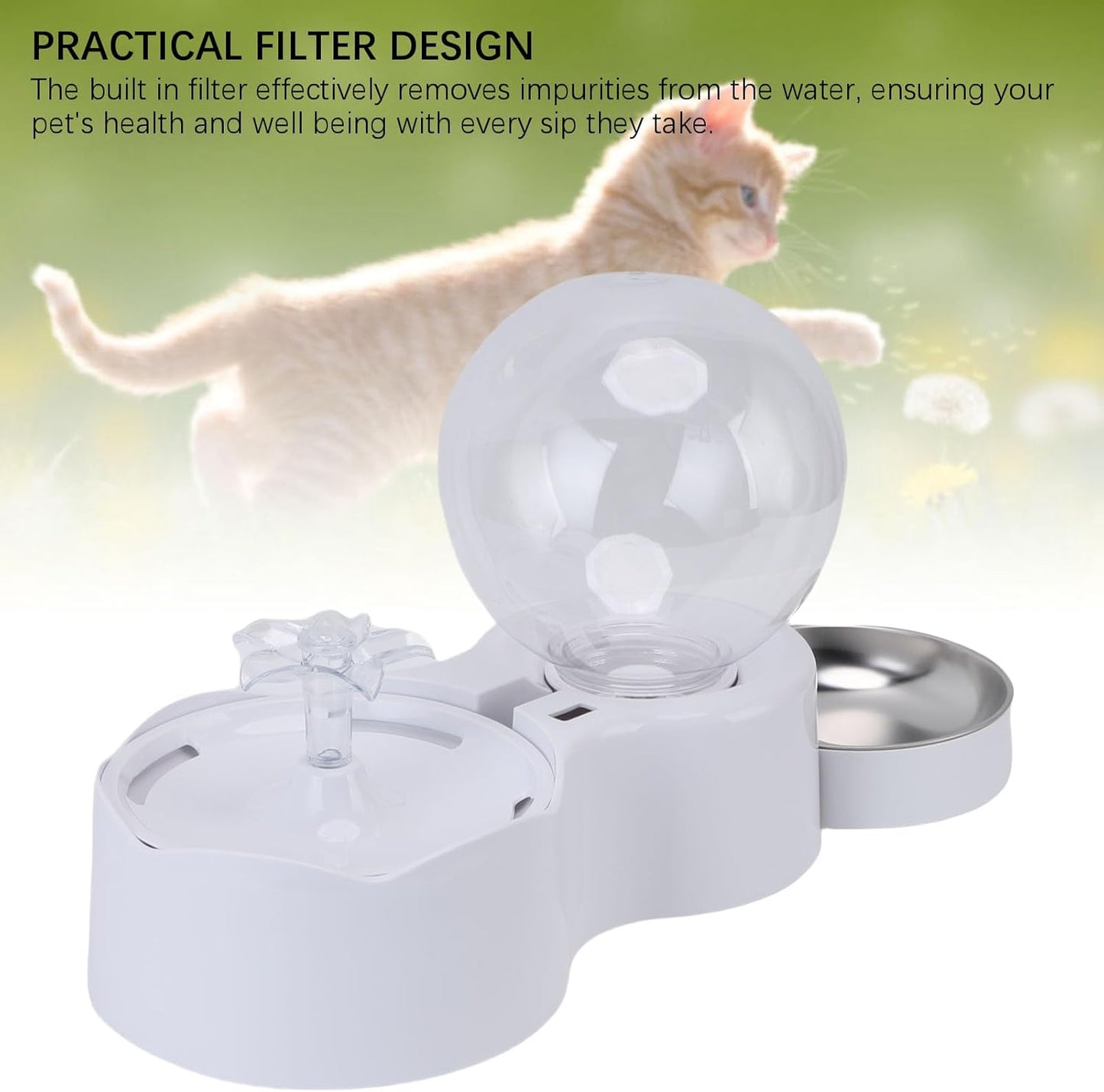 Luqeeg Water Fountain Food Feeder Smart Circulation Ensures Clean Cat Dog Food Feeder with Large Capacity Practical Filter Design Removes Impurities from Water for Cats Dogs Pets