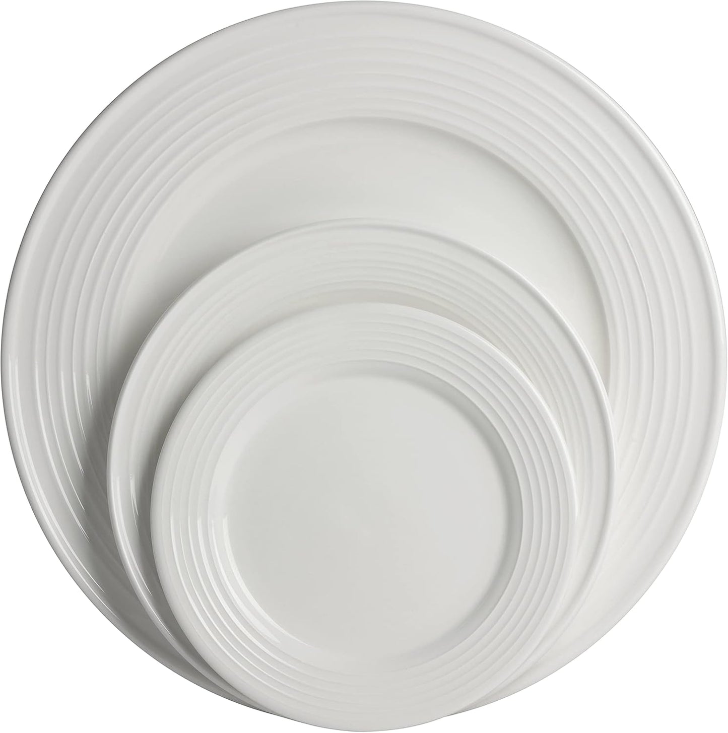 10 Strawberry Street Nova White Round 62-Piece Dinnerware Set, Service for 6