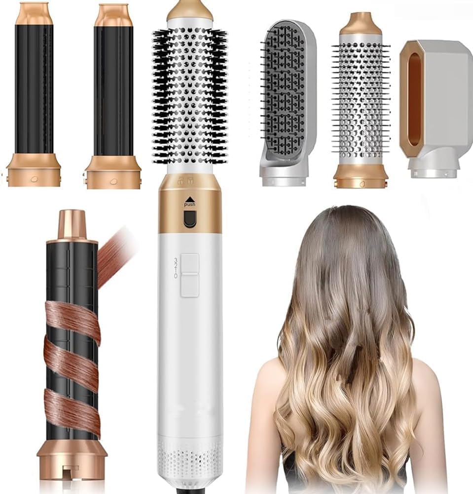 Hair Dryer Brush 5 in 1, Negative Ion Blow Dryer Brush Set, 110,000 RPM High - Speed Hot Air Brush Air Styler Curling Wrap Air Curler,Curling Iron Hair Styling Tools for Straight Curl Drying Smoothing
