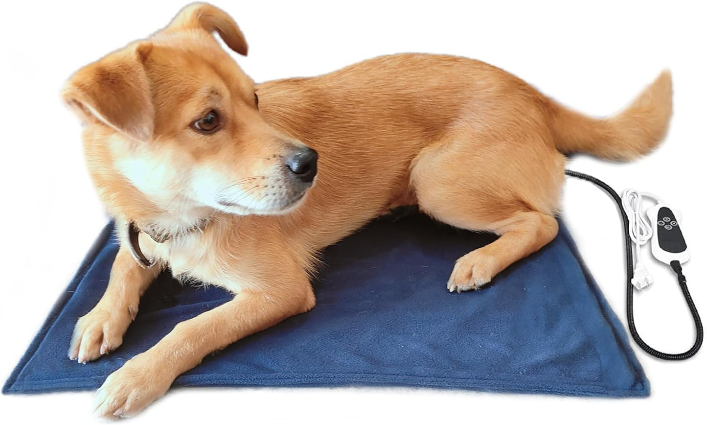PetHeating Pad for Dogs & Cats with Timer, Temperature Adjustable Electric Heated Cat & Dog Bed, Waterproof Heated Pet Bed Mat