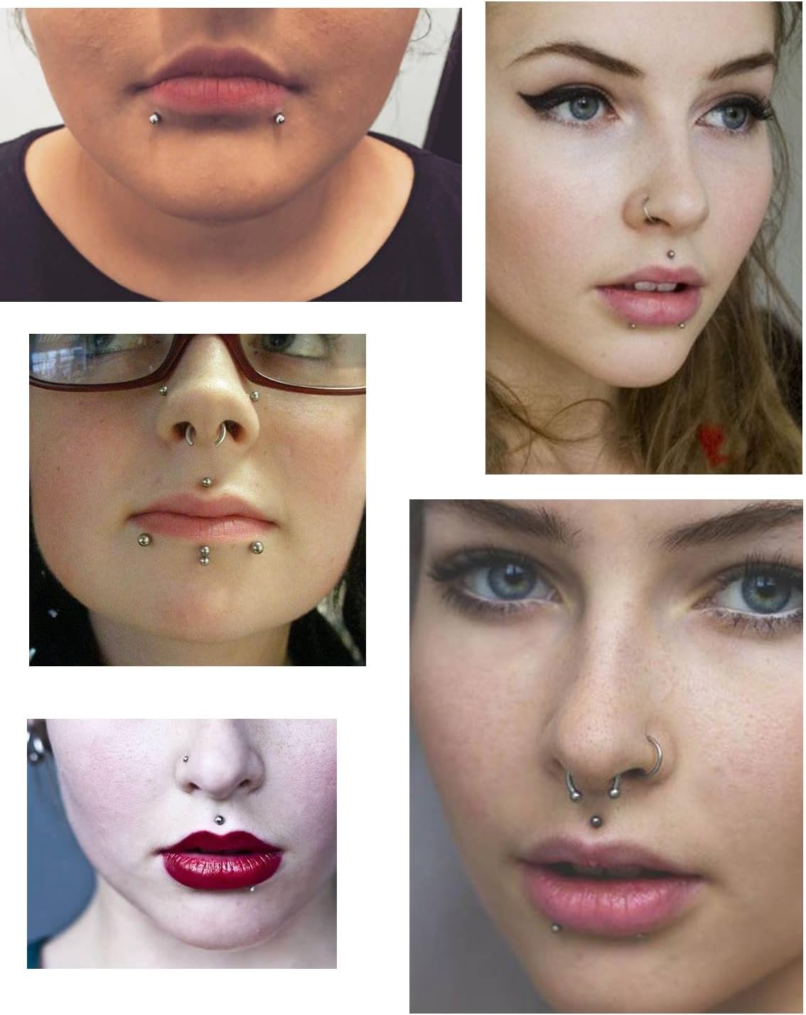 Ftovosyo Lip Rings 32PCS Labret Jewelry Monroe Lip Barbell Ring Snake Bite Piercing Jewelry 16G Helix Earring Daith Tragus Cartilage Studs Surgical Steel Piercing Jewelry for Women Men